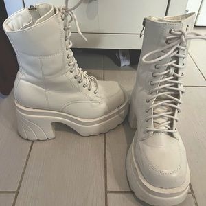 White Combat Boots. Size 7